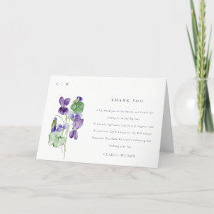 Chic Monogram Violet Floral Bunch Wedding Bedankkaart