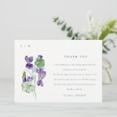  Chic Monogram Violet Floral Bunch Wedding Bedankkaart (Staand voorkant)