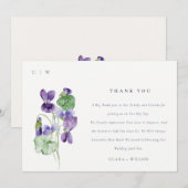  Chic Monogram Violet Floral Bunch Wedding Bedankkaart (Voorkant / Achterkant)