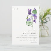 Chic Monogram Violet Floral Bunch Wedding Kaart (Staand voorkant)