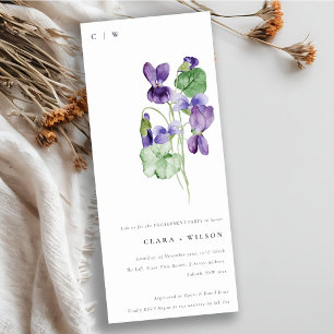 Chic Monogram Violet Floral Verloving Kaart