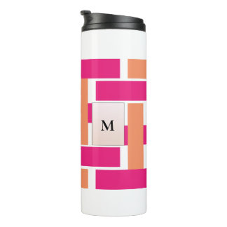 Chic Monogram Vrouwelijk Streeppatroon Thermosbeker