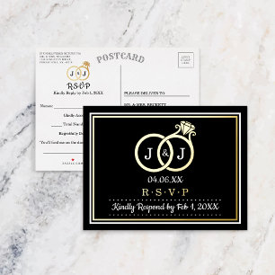 Chic Monogram Weddenschappen RSVP Real Folie Uitnodiging Briefkaart