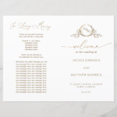 Chic Monogram White Gold Mariage Programme pliable (Devant)