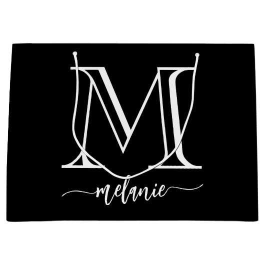 Chic Monogram zwart-wit - grote cadeautas (Voorkant)