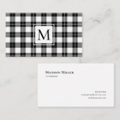 Chic Monogram Zwart-Wit Plakt Patroon Visitekaartje (Voorkant / Achterkant)