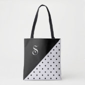 Chic Monogram Zwart Wit Polka Dot Geometrisch Draagtas (Voorkant)