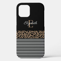 Chic Monogram zwarte Leopard Animal Print