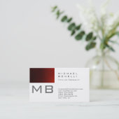 Chic Monogramme blanc Carte de visite de bande rou (Debout devant)