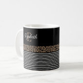 Chic monogramme Empreinte de léopard Mug (Devant gauche)