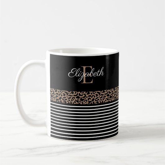 Chic monogramme Empreinte de léopard Mug (Gauche)
