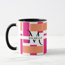 Chic Monogramme Feminine Strie Motif Mug magique