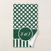 Chic Monogramme Green Polka Dot (Serviette à main)