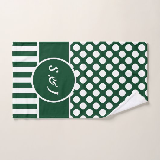 Chic Monogramme Green Polka Dot (Serviette à main)