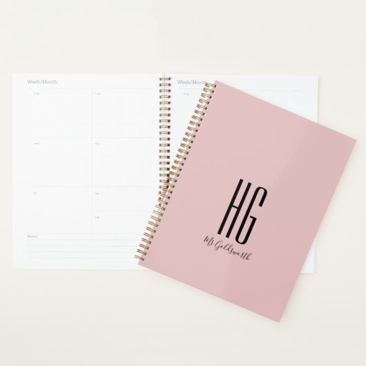 Chic Monogramme Nom Moderne Dusty Blush Rose (Devant avec enveloppe)