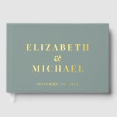 Chic Monogramme Photo Vert Sauge Mariage (Recto)