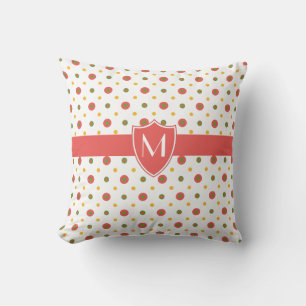 Chic Monogramme Rouge Blanc Polkas Lève Oreiller