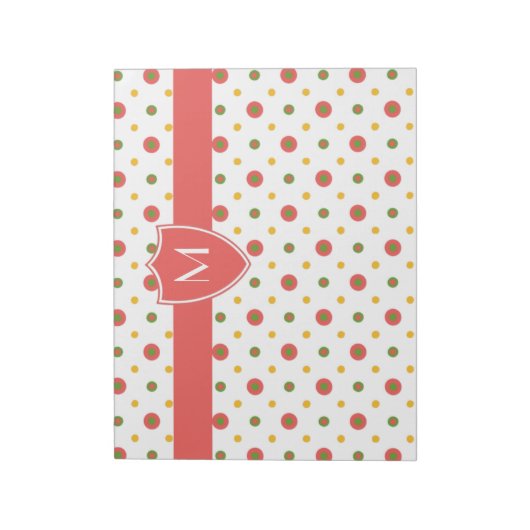 Chic Monogramme rouge, Polkas blanc Bloc-notes ou  (Tourné)