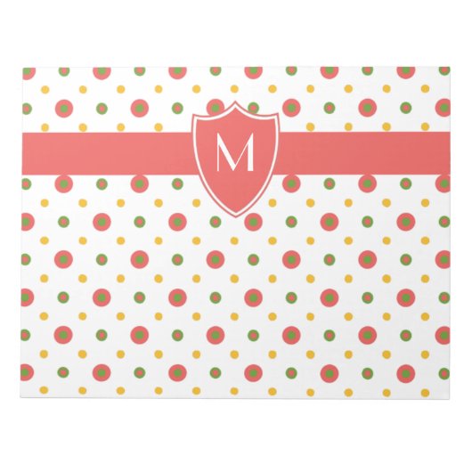 Chic Monogramme rouge, Polkas blanc Bloc-notes ou (Devant)