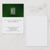 Chic Monogramme Vert blanc mignon Carte de visite (Devant / Derrière)