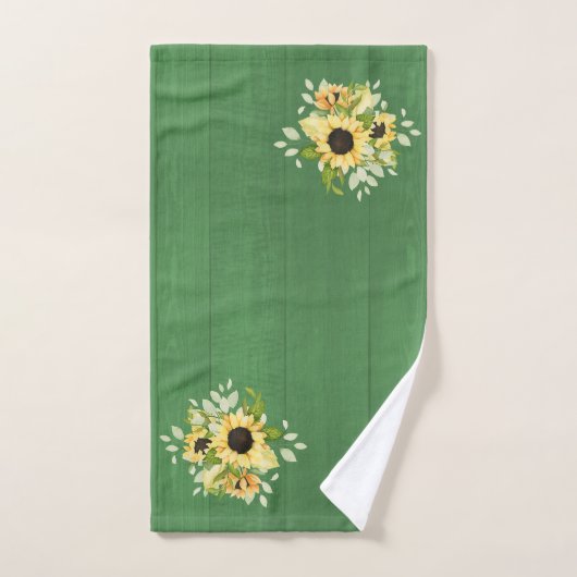 Chic monogrammed initial moderne ferme verte (Serviette à main)