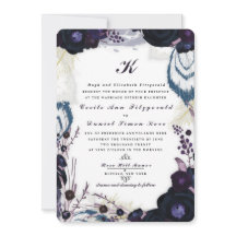 Chic Monogrammed Paarse Floral Winter Wedding