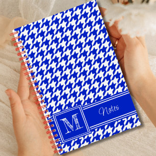 Chic Monogrammed Royal Blue Houndstooth Bullet Notitieboek