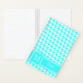 Chic Monogrammed Turquoise Houndstooth Bullet Notitieboek (Binnen)
