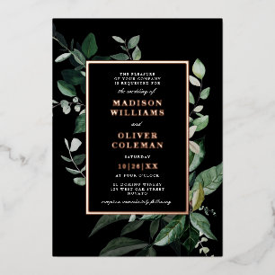 Chic Moody Botanical Lijst Wedding REAL Folie Uitnodiging