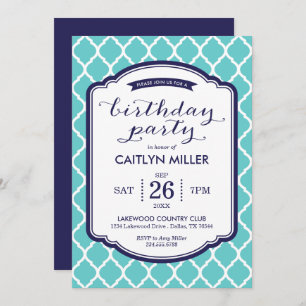 Chic Moroccan Birthday Party Invitation Kaart
