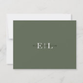 Chic Moss Mariage vert Monogramme Carte de note (Devant)