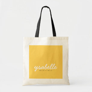 Chic Mosterd Geel Eenvoudig Vet Schrift Naam Tote Bag