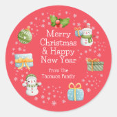 Chic motoneige hiver joyeux Sticker de Noël (Devant)