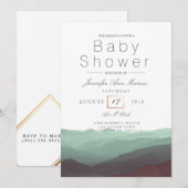 Chic Mountain Waterverf | Pastel Baby shower Kaart (Voorkant / Achterkant)