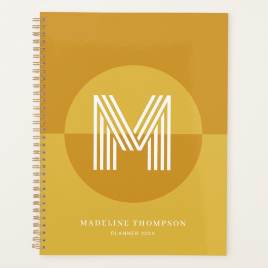 Chic moutarde jaune géométrique Monogramme moderne (Devant)