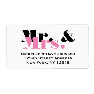 Chic Mr and Mrs address labels for married koppel