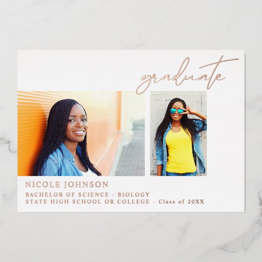 Chic Multi 5 Photo Graduation Foil Faire-part (Recto)