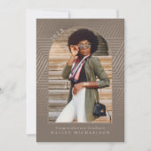 Chic Muted Geometric Print Photo Afstuderen Kaart (Voorkant)