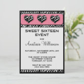 Chic My Heart Zebra Imprimer rose Invitations d'an (Debout devant)