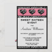 Chic My Heart Zebra Imprimer rose Invitations d'an (Devant / Derrière)