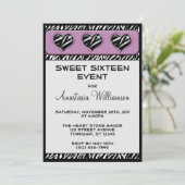 Chic My Heart Zebra Imprimer Violet Invitations d' (Debout devant)