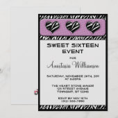 Chic My Heart Zebra Imprimer Violet Invitations d' (Devant / Derrière)
