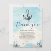 Chic Nautical Anchor Beach Modern Wedding Bedankkaart (Voorkant)