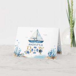 Chic Nautical Boat Ahoy Het is een Boy Baby shower Bedankkaart