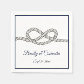 Chic Nautical Line Wedding Knot Navy Blue Servet (Voorkant)