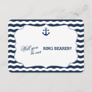 Chic Nautical Navy Waves ZIJN MIJN RING BEARER Kaart
