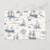Chic Nautical Toile de Jouy Bow Wedding Informatiekaartje (Achterkant)