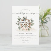 Chic Nautique Ancre Roue Mariage floral Invitation (Debout devant)