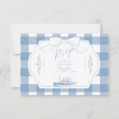 Chic Nautische Coquette Bow Wedding RSVP Kaartje (Voorkant)