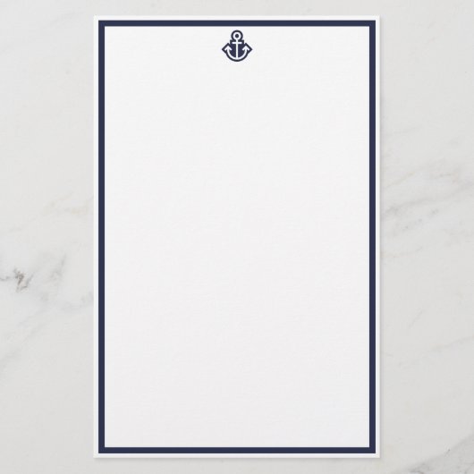 Chic Navy Anchor Stationery Briefpapier (Voorkant)